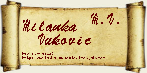 Milanka Vuković vizit kartica